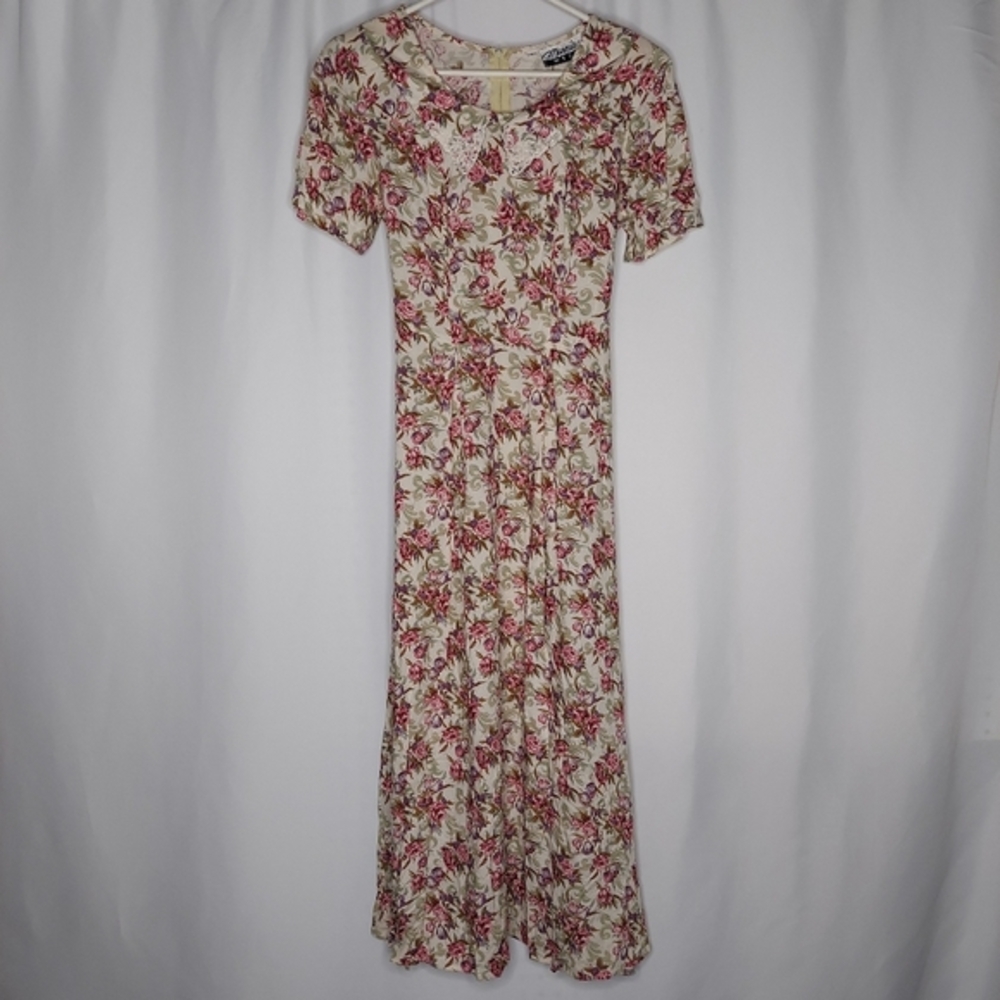 Marnie Midi Dress 5 Floral Lace Peter‎ Pan Collar Tie Fairy Cottage Whimsigoth